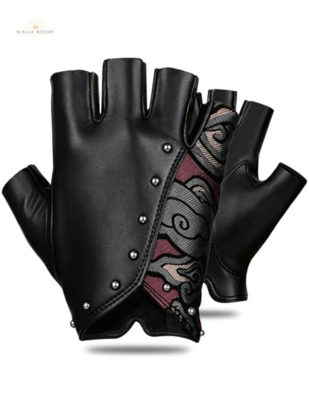 Fingerless Sheepskin Leather Gloves Punk Driving Motorcycle Unlined